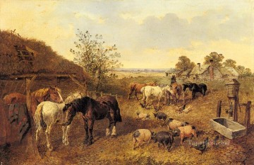 馬 Painting - 農場のジョン・フレデリック・ヘリング・ジュニア馬